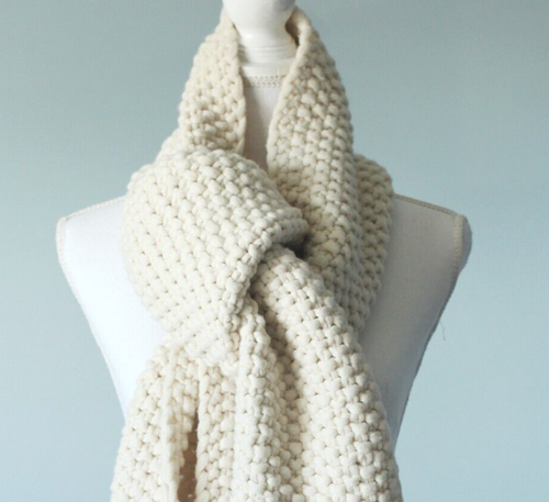 Kate Spade Scarf Chunky Wool Knit Shawl Tassels Ivory Black 100% Soft Wool Long - Picture 9 of 15