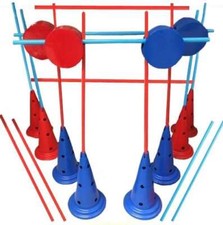 Drill Parkour & Sound Karate Set rot-blau: 16 Stangen, 8 Pylonen, 10 Clip Verbin