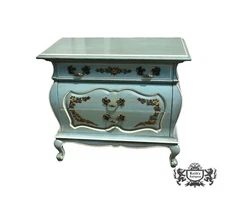 Vintage Painted Floral Venetian Style Three Drawer Bombe' Chest