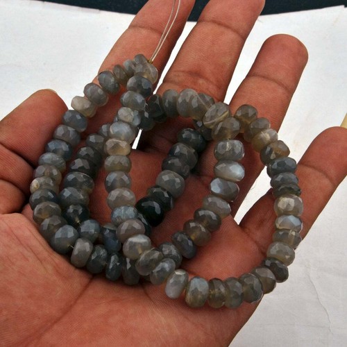 Natural Grey Moonstone Rondelle Faceted Beads 7 To 9 mm 16" Strand 88 pcs PRM1 - Picture 4 of 5