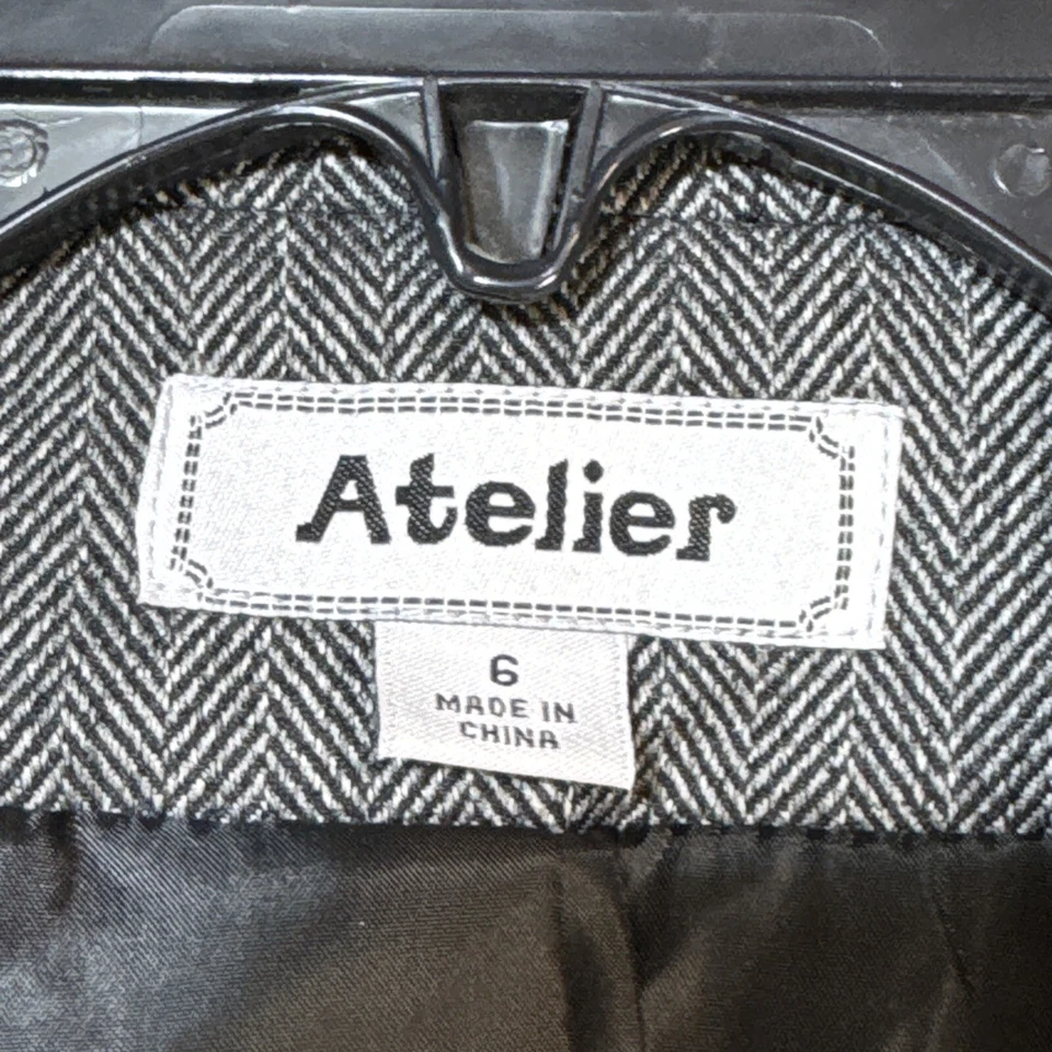 Blazer para mujer Atelier talla 6 fino a cuadros gris espiga estilo vintage Foto 3 de 4