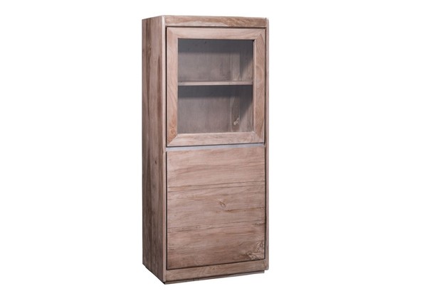 Vitrine Highboard Schmal Wohnzimmerschrank - Massiv Sheesham Palisander 63X147Cm-image