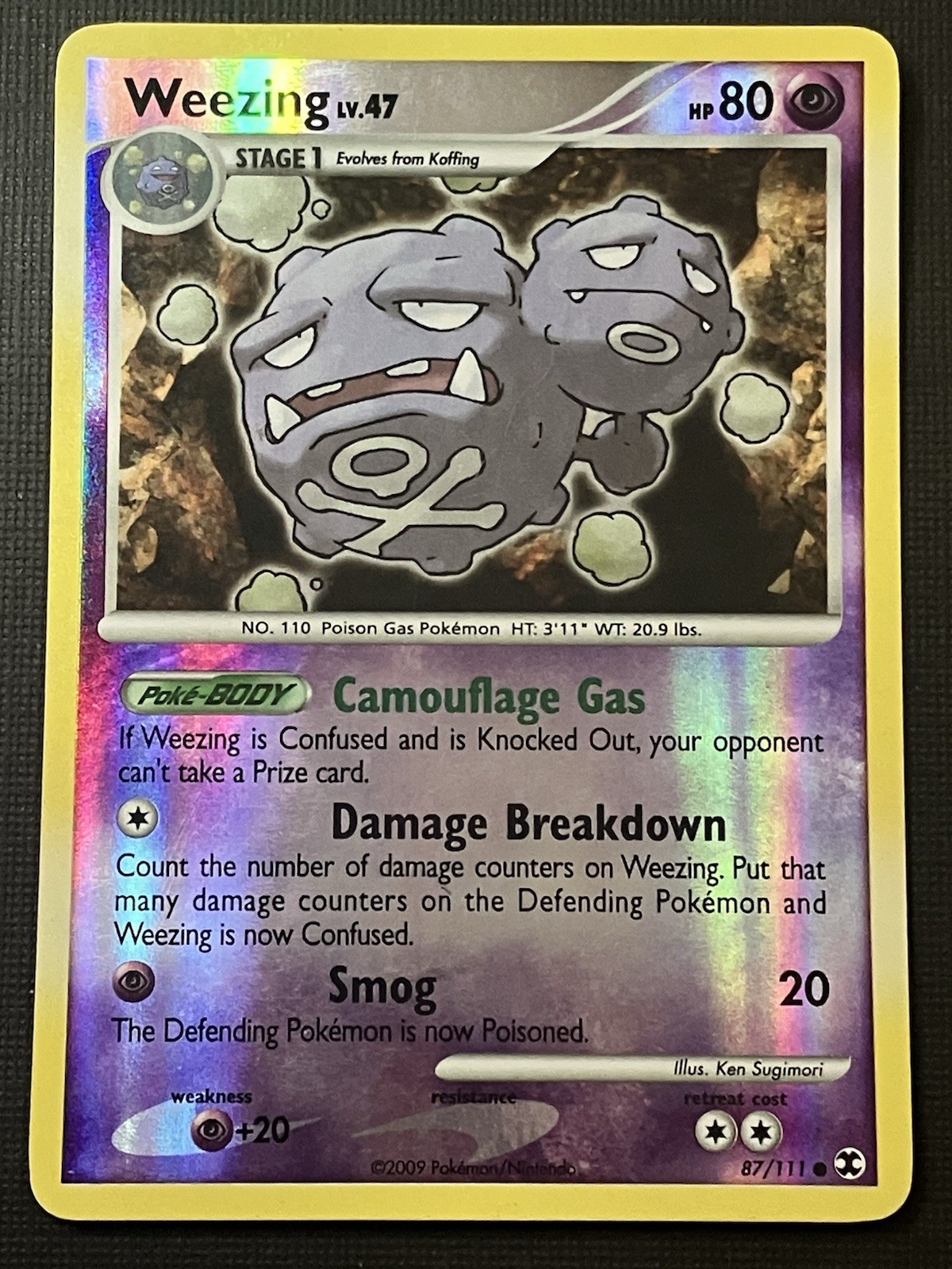 Weezing 87/111 Pokemon Platinum Rising Rivals 2009 Reverse Holo Uncommon LP