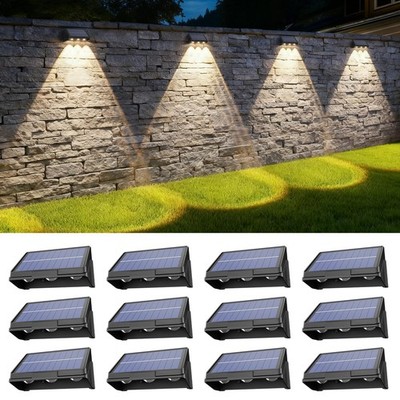 Onforu Solar Fence Lights,12 Pack Solar Lights Outdoor,3 Modes Warm/Neutral/Cool