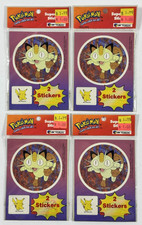 4x SEALED Vintage POKEMON SUPER SIZE STICKERS "Meowth" Group-1999 by artbox