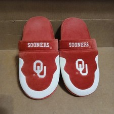 Sooners University Of Oklahoma House Shoes Slippers Size Medium 7,8 Red White