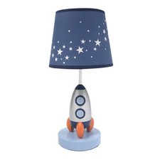 Lambs  Ivy Milky Way Blue/Silver Rocket Ship Nursery Lamp with Shade  Bulb