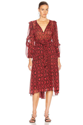NWT Ulla Johnson Aliya in Fuchsia Diamond Print Silk Chiffon Dress 6 $665