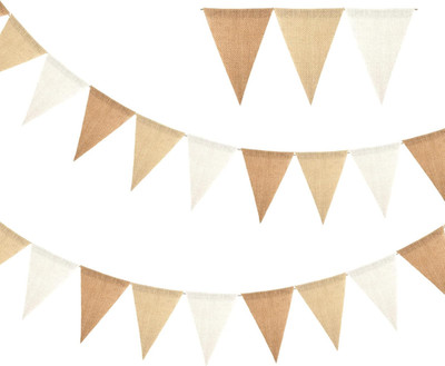 Wimpelkette Outdoor Beige, 2 Stück 4M Girlande Wimpelkette Boho Wimpelgirlande f