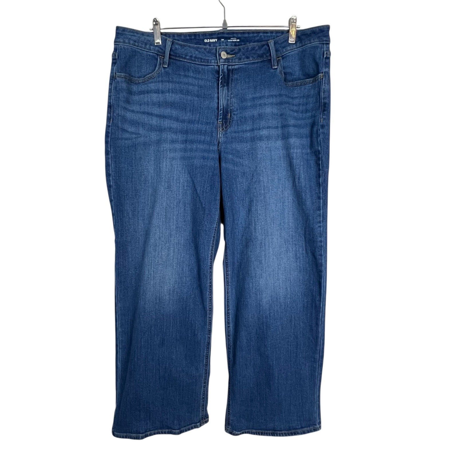 Old Navy Women's 20 Wide Leg Jeans High Rise Blue Denim Stretch