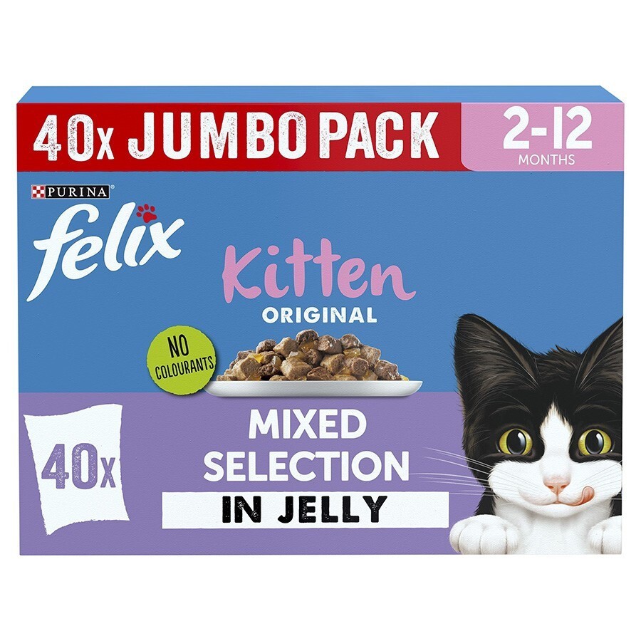 FELIX ORIGINAL Kitten Mixed Selection Jelly Wet Cat Food Pouch (40×85g) @Melian