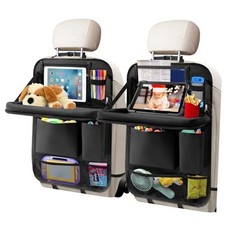Car Backseat Organizer with Tablet Holder, 6 Storage Pockets 2Pack Black
