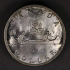 1950 Canada Silver Dollar Uncirculated Logs on Island