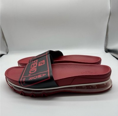 FENDI FIEND Roma Amor Black Red LeatherAir SoleSlides Sandals | eBay