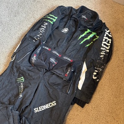 Slednecks Monster Energy Men's XL Snow Suit Black/Green/White Full Zip Pockets