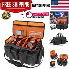 Professional DJ Gig Bag with Detachable Padded Bottom  9 Dividers - Black