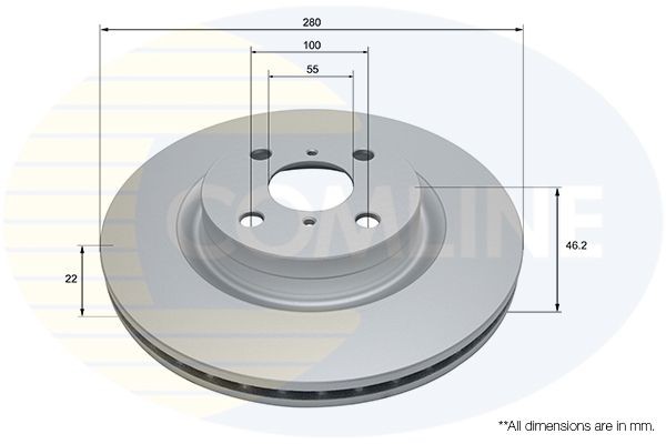 Brake Disc Front Internally Vented Fits Toyota Yaris Yaris/Vitz COMLINE ADC2516V