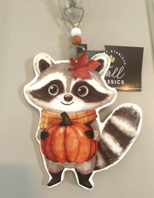 Fall Raccoon Wood Ornament, Hobby Lobby, New