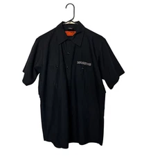 Lucky 13 Shirt Mens Medium Black Pin Up Garage Mechanic Dice Rockabilly Red Kap