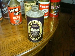 HANLEY'S EXTRA PALE PEERLESS ALE IRTP J SPOUT CONE TOP BEER CAN RI AND NEW YORK