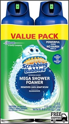 Scrubbing Bubbles Mega Shower Foamer Aerosol, Tough Foaming Bathroom (Pack of 2)