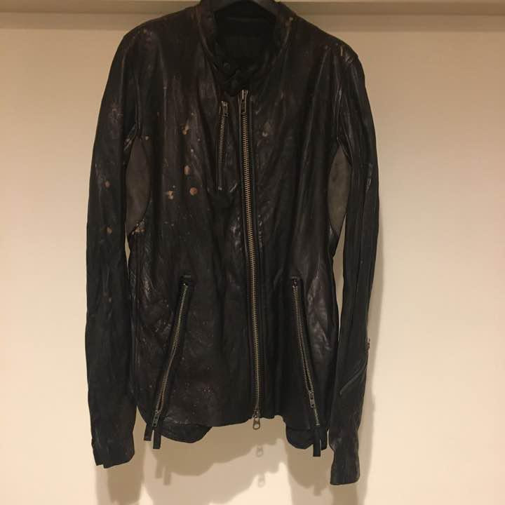 Unused LGB Le Grand Bleu Bleach Leather Riders Jacket Outer Mens 