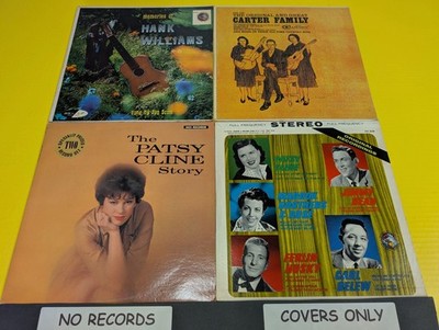 LOT OF 4 COUNTRY LP COVERS ONLY Patsy Cline Hank Williams Carter Family Jim Dean