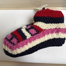 Knitted Sherpa Lined Nepal Socks Pink and Navy One Size