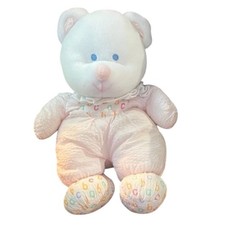 Vintage ABC White Teddy Bear Baby Soft Plush Stuffed Animal Toy Small