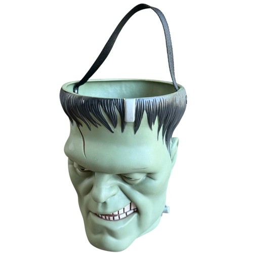 Sideshow Bucket Vintage Frankenstein Halloween bucket with strap 1999 90s Sideshow Inc ...