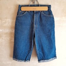 812. vintage blue denim Lee pinstripe high waisted 80s 90s mom jean shorts, 7