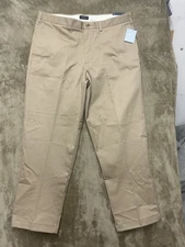 Lands' End Traditional Fit Straight Leg Chino Pants Casual Size 38 Khaki Pleated