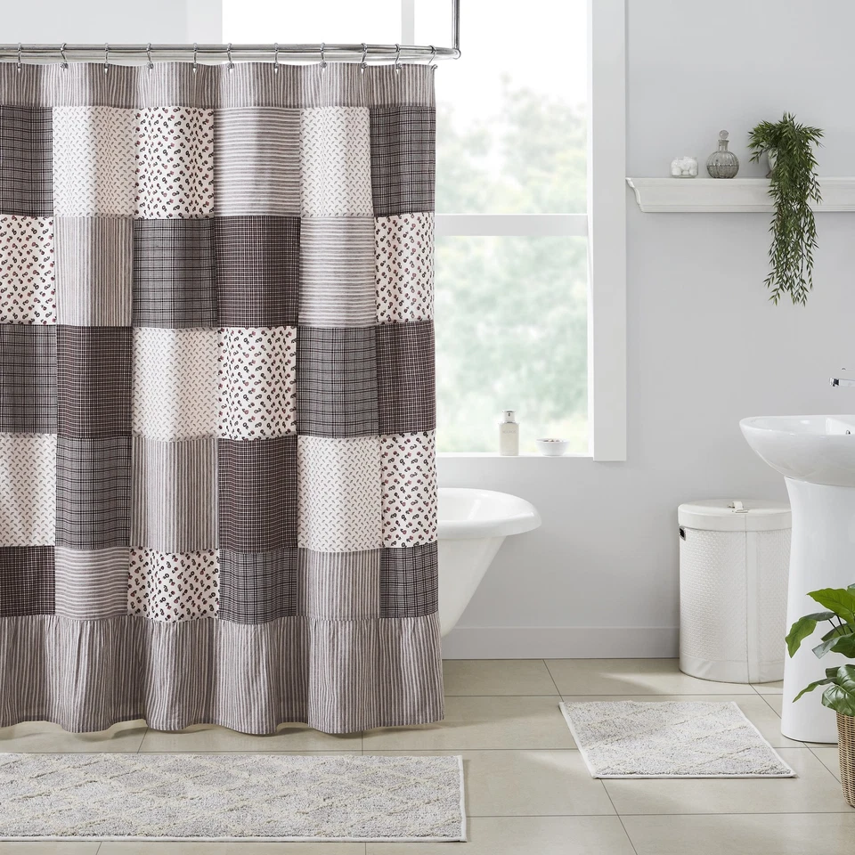 Cortina de Ducha Florette Patchwork Granja 72x72 Volantes Algodón Baño VHC Marcas Foto 2 de 4