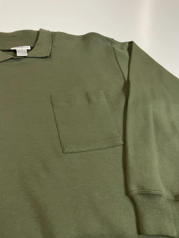 Sudadera De Colección Neiman Marcus Cuello Blanco Talla M Oliva Bolsillo Preppy Años 90 Foto 2 de 4