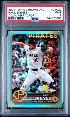 2024 Paul Skenes Topps Chrome Update #USC27 Aqua/199 PSA 9