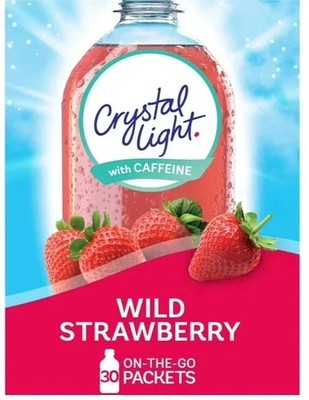 Crystal Light Wild Strawberry Sugar Free Drink Mix Singles with Caffeine, 30 ct