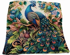 Peacock Oil Painting Print Spring Easter Throw Pillow Cover Holiday Home Decor