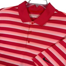 Nike Golf Tour Performance Dri-FIT Polo Shirt Mens XL Striped Red