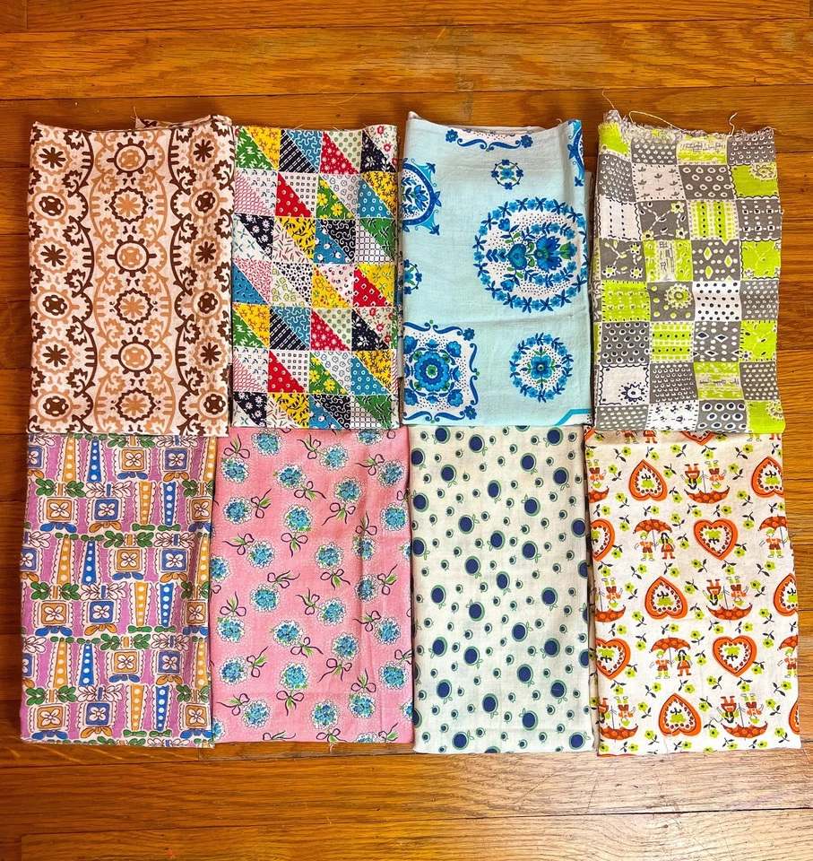 Lote de tela de saco de alimentación vintage de los años 30 edredón parcial de tulipán rosa fruta flores pequeñas arco Foto 4 de 4