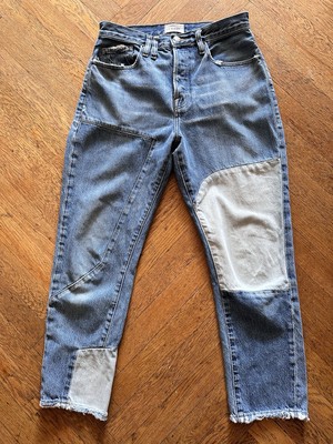 FRAME Le Original Mending Patchwork Jeans In Patch Rework Distressed Size 28