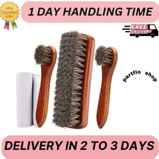 4-Piece Horsehair Shoe Brush Shine Kit, Shoe Polish Kit, Leather Shoes Boot Clea
