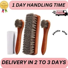 4-Piece Horsehair Shoe Brush Shine Kit, Shoe Polish Kit, Leather Shoes Boot Clea