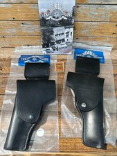 Vintage Tex Shoemaker Plain Black Leather Swivel Flap Holster For Colt 45 1911
