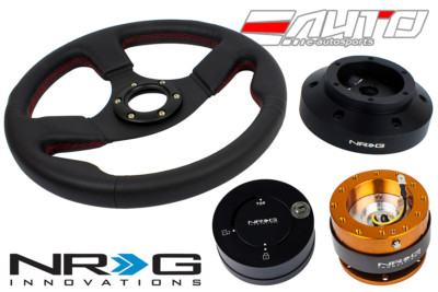 NRG 320 Race Leather Steering Wheel Red/101 Hub/2.0 RG Quick Release/Lock Matt