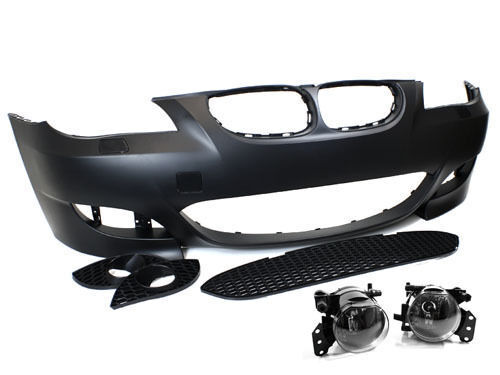 BMW E60 E61 M Sport M5 FRONT BUMPER WITH FOG lights ABS Plastic 5 Tech Spoiler - Picture 1 of 6