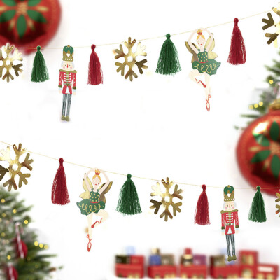 FAIRY NUTCRACKER SNOWFLAKE CHRISTMAS GARLAND Home Kids Bunting Decoration Hanger
