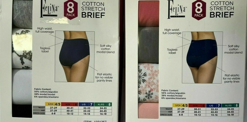 Felina Ladies' Cotton Stretch Brief or Hi Cut   4 or 5 or  6 or  7  or 8 pack - Image 2 of 4