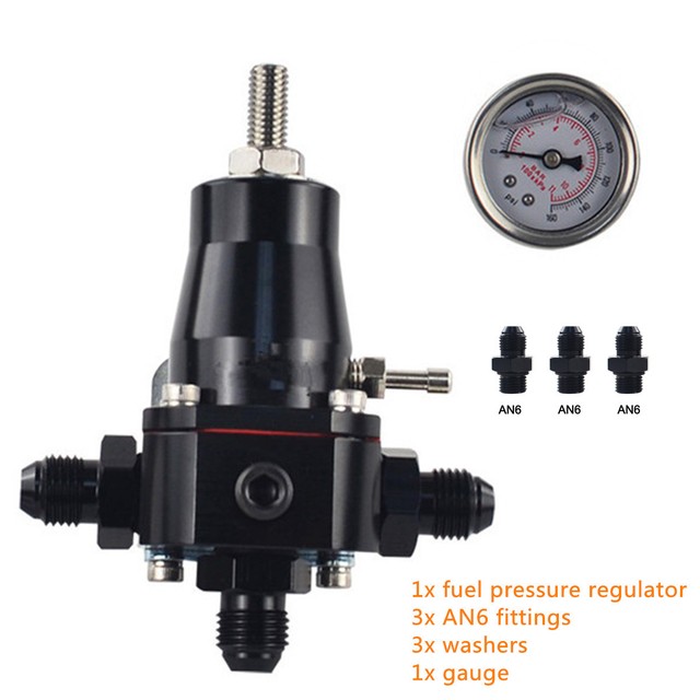 3070 PSI Universal Fuel Pressure Regulator Gauge An6 Fitting 3x