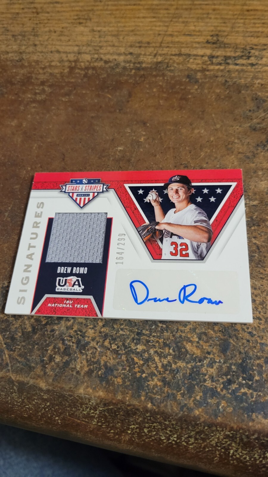 2019 Panini USA Baseball Stars & Stripes Auto/Game Used Drew Romo 164/299  #S-DR