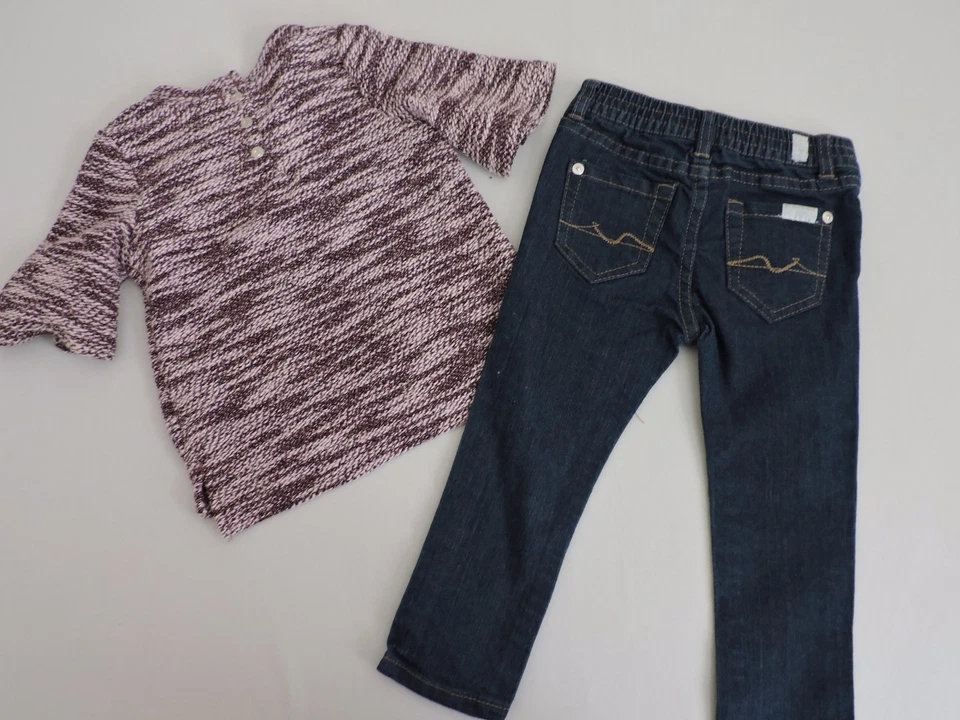 Conjunto de 2 piezas suéter jeans 7 For All Mankind 24M conjunto niña fragante lila nuevo con etiquetas Foto 4 de 4